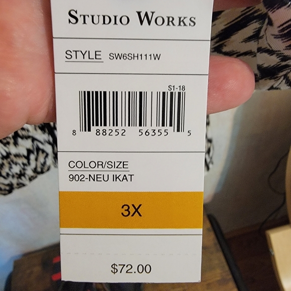 NWT Studio Works Lightweight Jacket,  Black and White Print, Cotton Blend, Sz 3x - Picture 6 of 6